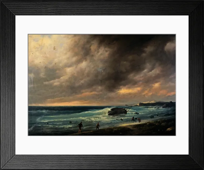 Framed Print : Canella Giuseppe, Storm on the Beach of Scheveningen, 1839, 19th Century, oil on canvas, Italy, Lombardy, Milan, Brera Art Gallery
