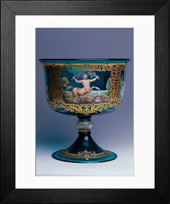 Framed Print : Unknown, Glass cup with deer's sloughing, 1921 - 1923, 20th Century, Unknow, Italy, Lombardy, Gardone Riviera, Brescia, The Vittoriale