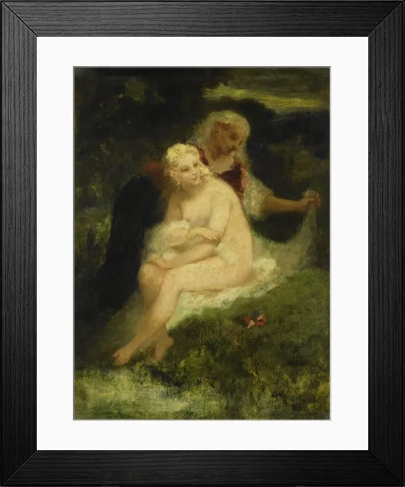Framed Print : After the Bath, by Narcisse Virgilio Diaz, 1860-76, French painting, oil on panel Framed Print : After the Bath, by Narcisse Virgilio Diaz, 1860-76, French painting, oil on panel