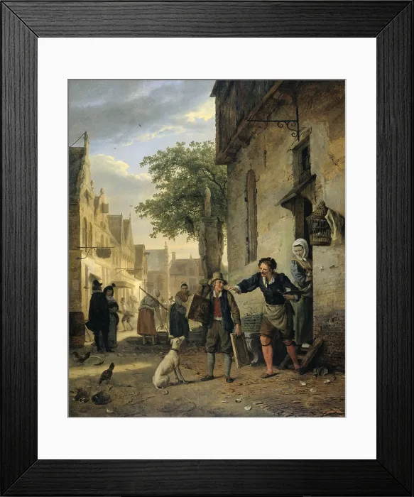 Framed Print : Jan Steen Sends his Son to the Streets to Exchange Paintings for Beer and Wine, by Ignatius Josephus Van Regemorter, 1828, oil on panel Framed Print : Jan Steen Sends his Son to the Streets to Exchange Paintings for Beer and Wine, by Ignatius Josephus Van Regemorter, 1828, oil on panel