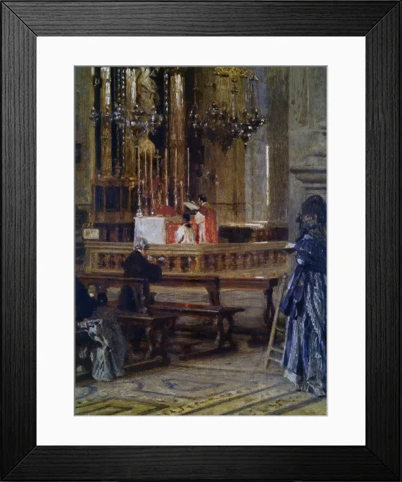 Framed Print : Interior of the church of Santa Maria presso San Celso in Milan, by Filippo Carcano, 19th - 20th Century, oil on canvas - Italy, Lombardy, Milan, Brera Collection. Detail