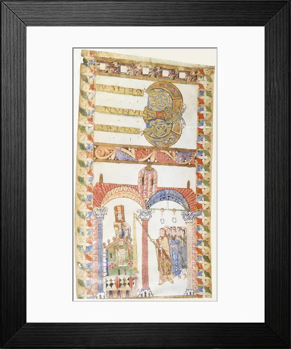 Framed Print : Turning on a Taper, by Unknown Artist, 10th Century, manuscript page - Italy, Lazio, Rome, Casanatense Library. Whole artwork view. Page from the Exultet, ms. Cas Framed Print : Turning on a Taper, by Unknown Artist, 10th Century, manuscript page - Italy, Lazio, Rome, Casanatense Library. Whole artwork view. Page from the Exultet, ms. Cas