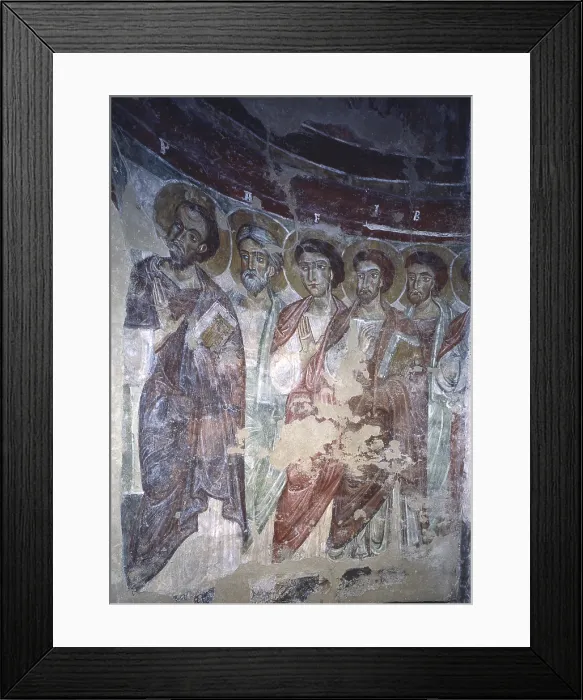 Framed Print : Apostles, by Unknown Artist, ca. 10th Century, fresco - Italy, Marche, Montemonaco, Saint George at Island. Detail. Apostles in a row Framed Print : Apostles, by Unknown Artist, ca. 10th Century, fresco - Italy, Marche, Montemonaco, Saint George at Island. Detail. Apostles in a row