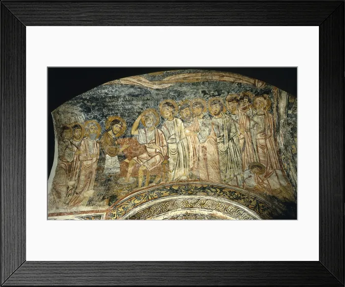 Framed Print : Washing of the Feet, by Unknown Artist, 9th Century, fresco - Italy, Puglia, Otranto, Church of Saint Peter. Whole artwork view