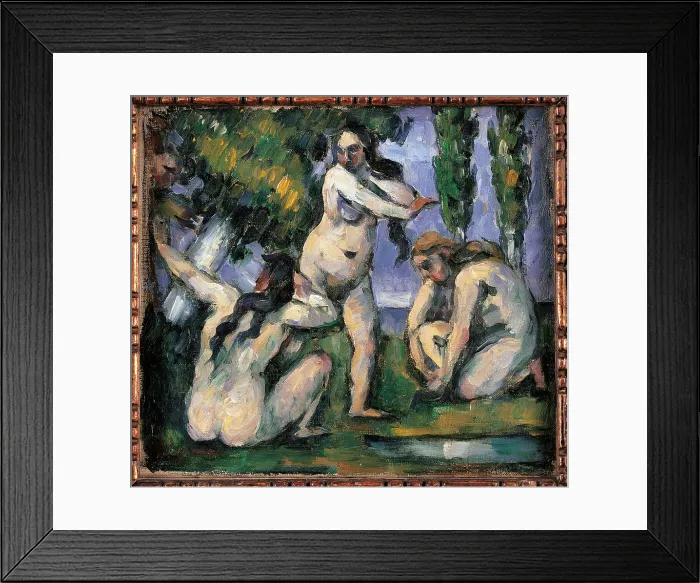 Framed Print : Three Bathers, by Paul Czanne, 1875 - 1877 about, 19th Century, oil on canvas, cm 22 x 19 - France, Ile de France, Paris, Muse dOrsay. All