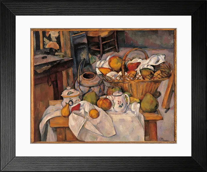 Framed Print : Still life in the Basket or the Kitchen Table, by Paul Czanne, 1888 - 1890, 19th Century, oil on canvas, cm 65 x 81 - France, Ile de France, Paris, Muse dOrsay Framed Print : Still life in the Basket or the Kitchen Table, by Paul Czanne, 1888 - 1890, 19th Century, oil on canvas, cm 65 x 81 - France, Ile de France, Paris, Muse dOrsay