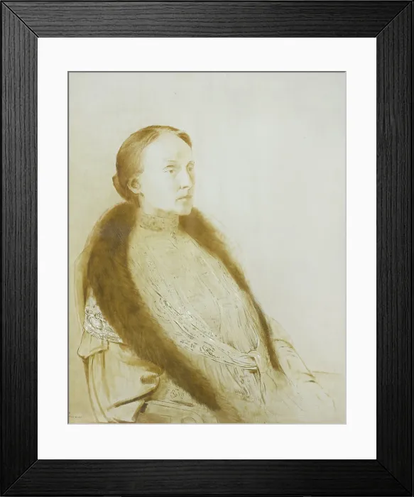 Framed Print : Portrait of A.M.L. Bonger-van der Linden, by Odilon Redon, 1905, French painting, oil on canvas