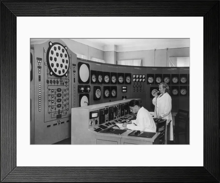 Framed Print : Men and women engineers at an atomic electric power station in Obninsk, Soviet Union. June 1947. (BSLOC_2015_14_127) Framed Print : Men and women engineers at an atomic electric power station in Obninsk, Soviet Union. June 1947. (BSLOC_2015_14_127)