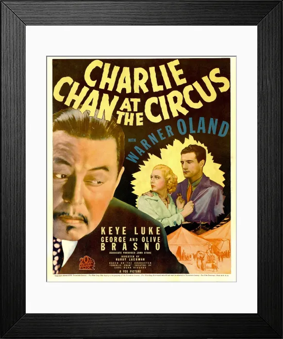 Framed Print : CHARLIE CHAN AT THE CIRCUS, from left: Warner Oland, Shirley Deane, John McGuire on window card, 1936, TM and Copyright 20th Century Fox Film Corp. All rights reserved