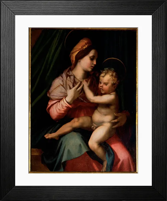Framed Print : d'Agnolo Andrea known as Andrea del Sarto, The Madonna and Child, 1526 - 1527, 16th Century, panel, Italy, Tuscany, Florence, Palazzo Pitti, Palatine Gallery