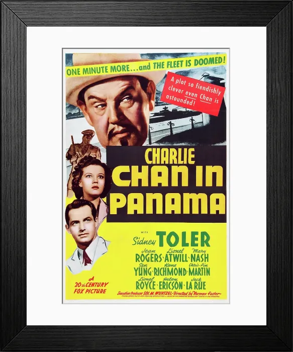 Framed Print : CHARLIE CHAN IN PANAMA, US poster, top left: Sidney Toler, Jean Rogers, Kane Richmond, 1940. 20th Century-Fox Film Corporation, TM & Copyright / courtesy Everett Collection