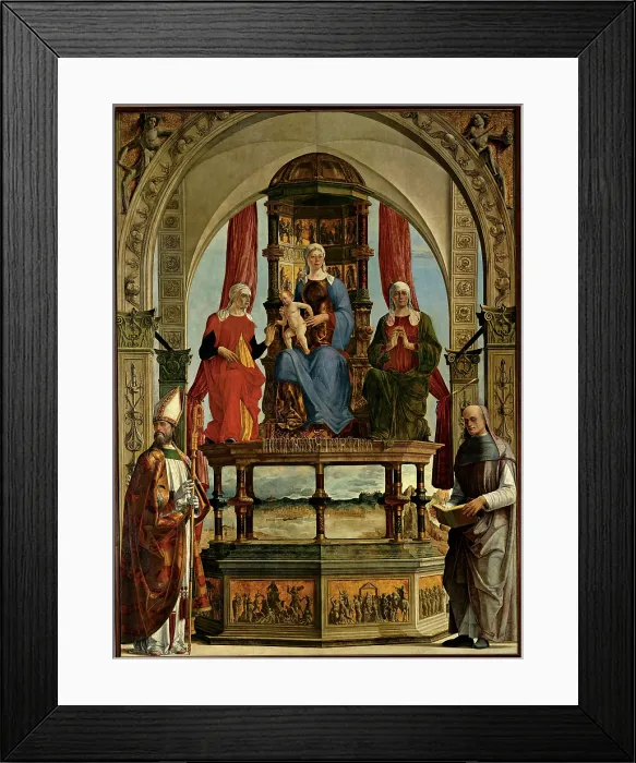 Framed Print : de Roberti Ercole, Portuense Altarpiece (Virgin and Child with Saints, St Anne, St Elisabeth, St Augustine and Blessed Peter of Honesty), 1480 - 1481, 15th Century, oil on canvas