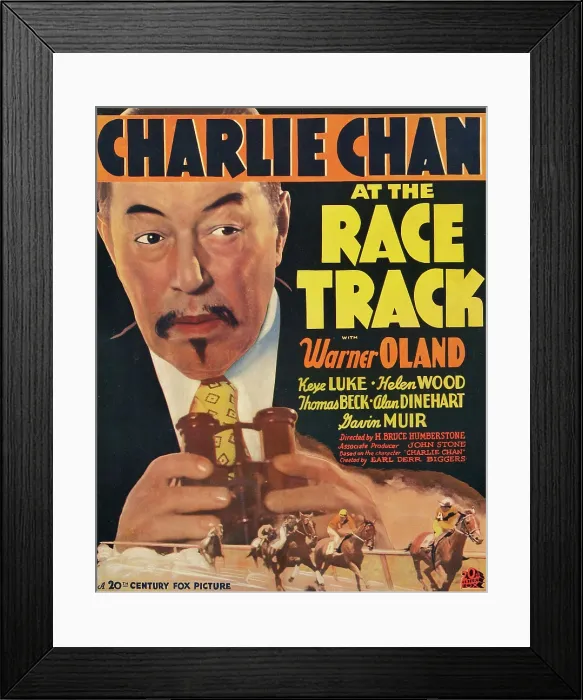 Framed Print : CHARLIE CHAN AT THE RACE TRACK, Warner Oland on window card, 1936, TM and Copyright 20th Century Fox Film Corp. All rights reserved. / courtesy Everett Collection Framed Print : CHARLIE CHAN AT THE RACE TRACK, Warner Oland on window card, 1936, TM and Copyright 20th Century Fox Film Corp. All rights reserved. / courtesy Everett Collection