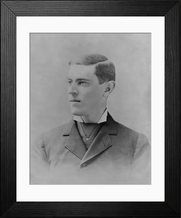 Framed Print : Woodrow Wilson as a young man, in the 1870s. In 1879 he graduated from Princeton University where he studied political philosophy and history (BSLOC_2016_11_1)