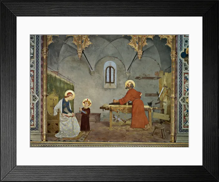 Framed Print : Faustini Modesto, St Joseph at Work, 1887 - 1890, 19th Century, canvas, Italy, Marche, Loreto, Ancona, Spagnola Chapel
