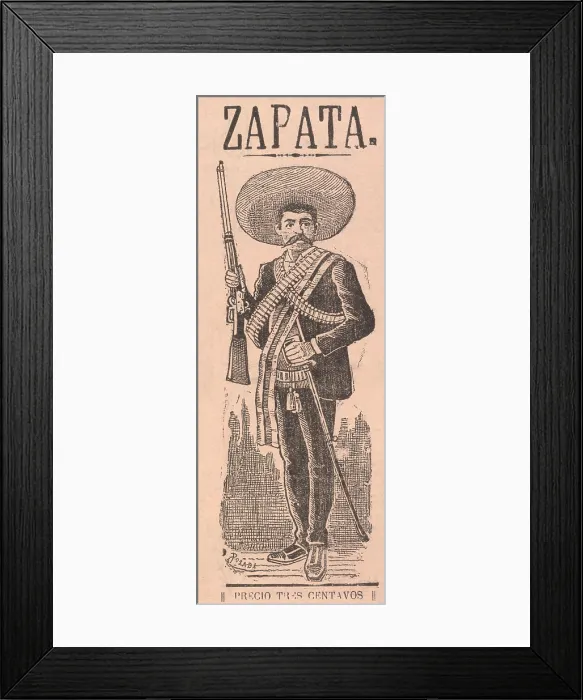 Framed Print : Emiliano Zapata, Mexican Revolutionary of southern state of Morelos. 1914 woodcut from a broadside (BSLOC_2016_13_82.jpg )