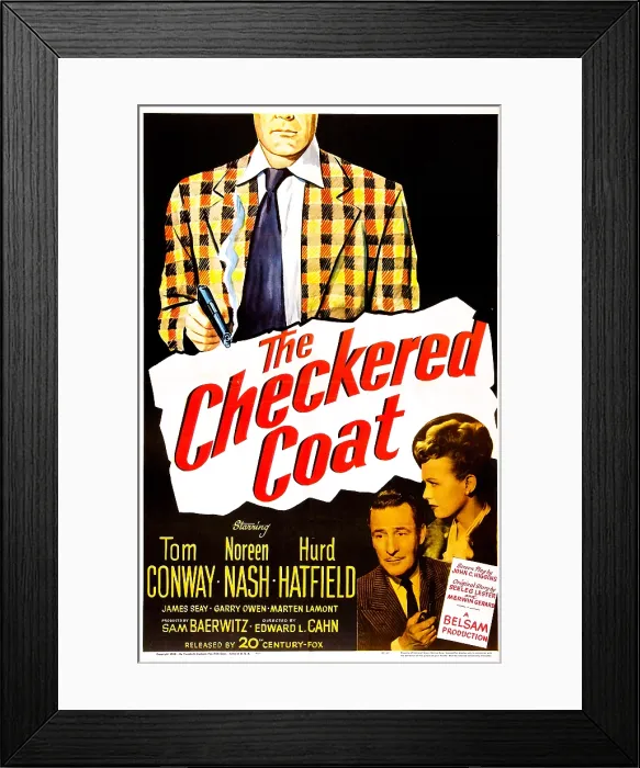Framed Print : THE CHECKERED COAT, US poster, top: Hurd Hatfield, bottom right from left: Tom Conway, Noreen Nash, 1948
