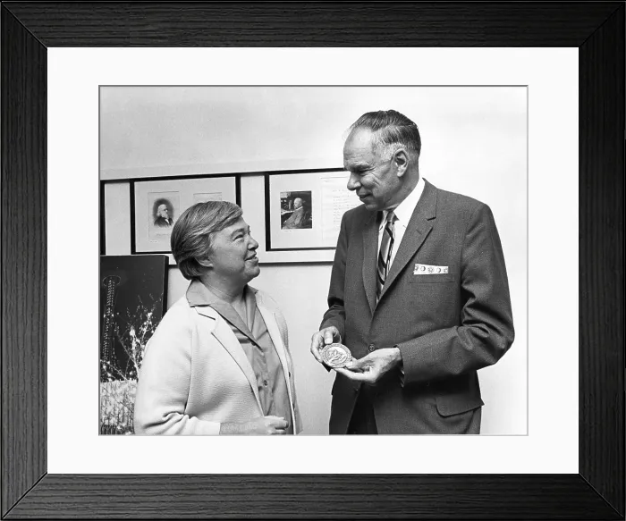 Framed Print : Marine biologist Dixy Lee Ray and chemist Glenn Seaborg in Seattle in 1968. Ray was director of the Pacific Science Center in Seattle. She was chairman of the U.S