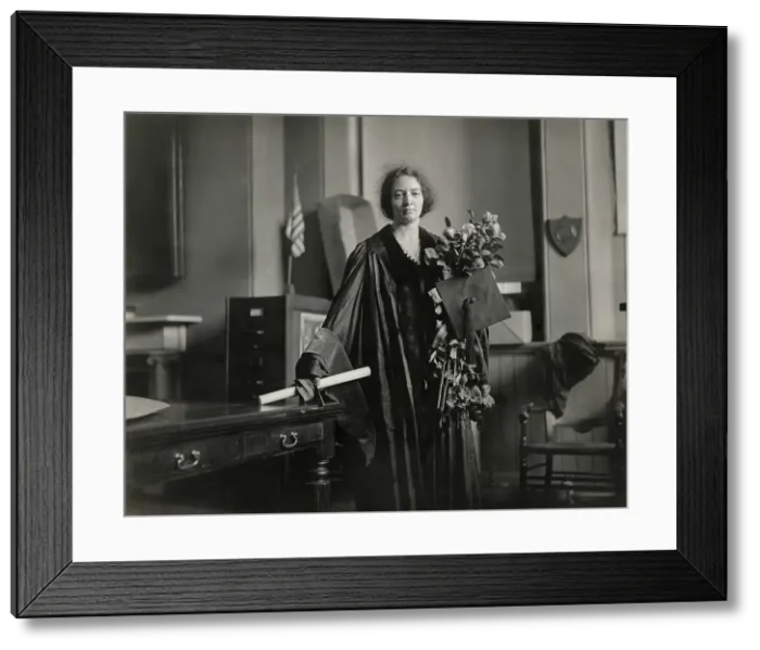 Framed Print : Physicist Irene Joliot-Curie in full academic regalia on May 23, 1921. She was accepting an honorary degree at the University of Pennsylvania on behalf of her mother Marie Curie
