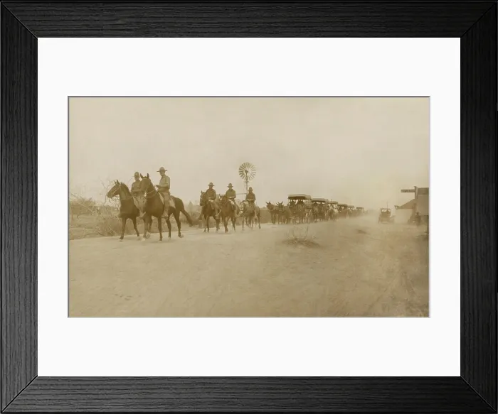 Framed Print : US soldiers on horseback and horse-drawn ambulance wagons Columbus, N.M