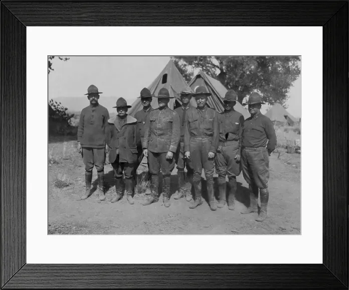Framed Print : Mexican Punitive Expedition near field headquarters near Casas Grandes, Mexico. U.S. commanders and officers, L-R: Col. L.G. Berry; Col. De R.C. Cabell; Lt. M.C
