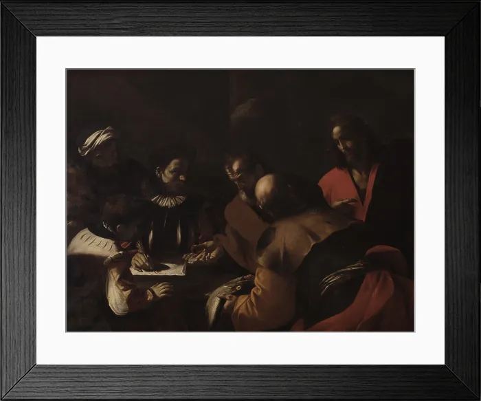 Framed Print : St. Peter's paying a Tribute, by Mattia Preti, 1630, 17th Century, oil on canvas, 143 x 193 cm - Italy, Lombardy, Milan, Brera Collection. Whole artwork view