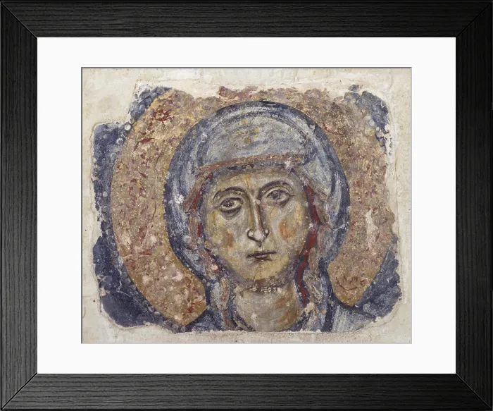 Framed Print : Head of the Virgin, by Unknown Artist, 11th Century, fresco - Italy, Basilicata, Matera, Superintendence for the Historical and Artistic. Detail Framed Print : Head of the Virgin, by Unknown Artist, 11th Century, fresco - Italy, Basilicata, Matera, Superintendence for the Historical and Artistic. Detail