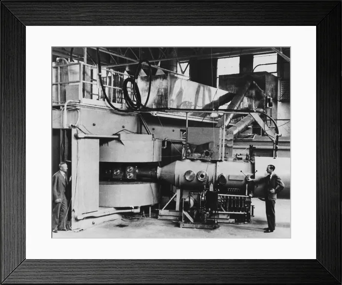 Framed Print : 60-inch cyclotron at the University of California, Berkeley. June 8, 1940. The atom-smasher was the most powerful in the world in August 1939. At far left is Dr