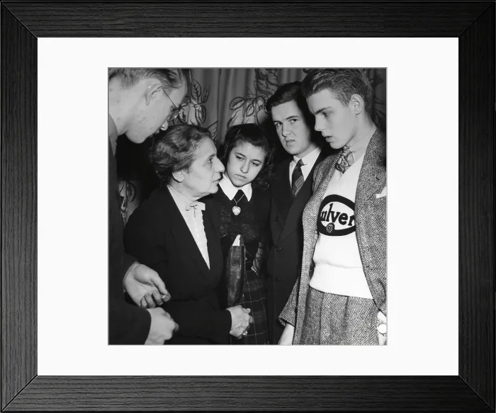 Framed Print : Physicist Lise Meitner meets the finalists in the Science Talent Search competition in 1946