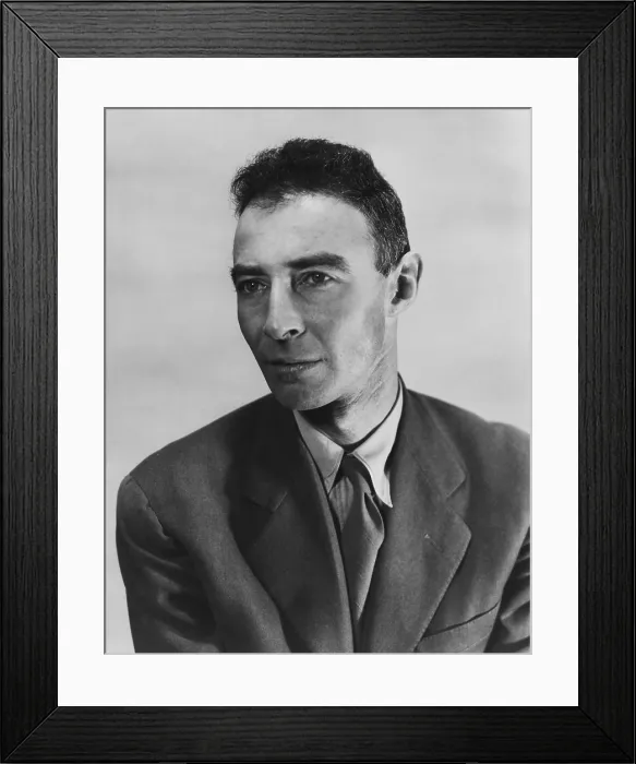 Framed Print : Robert Oppenheimer, atomic physicist and head the Manhattan project's secret weapons laboratory. Ca. 1940-45 - (BSLOC_2015_1_88)