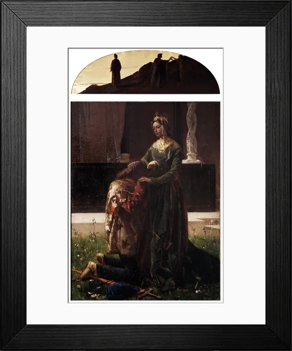 Framed Print : The Love of the Poet or Sordello and Cunizza, Countess of San Bonifacio, by Federico Faruffini, 1864, 19th Century, oil on canvas - Italy, Lombardy, Milan, Brera Collection
