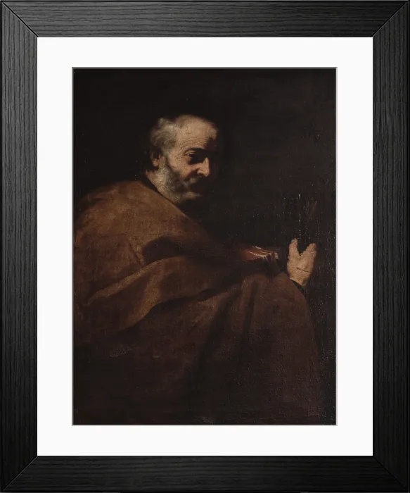 Framed Print : Saint Peter, by Jusepe de Ribera detto Spagnoletto, 1600 - 1649 ca. 17th Century, oil on canvas - Italy, Lombardy, Milan, Brera Collection. Whole artwork view