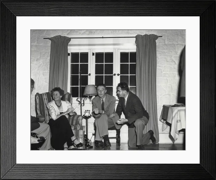 Framed Print : Dorothy McKibbin, physicists Robert Oppenheimer, and Victor Weisskoph at Los Alamos. Ca. 1943-5