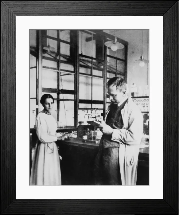 Framed Print : Physicist Lise Meitner and radiochemist Otto Hahn in Berlin-Dahlem, Germany, 1913. Meitner was in a research group with Otto Kahn, at the newly founded Kaiser-Wilhelm-Institut