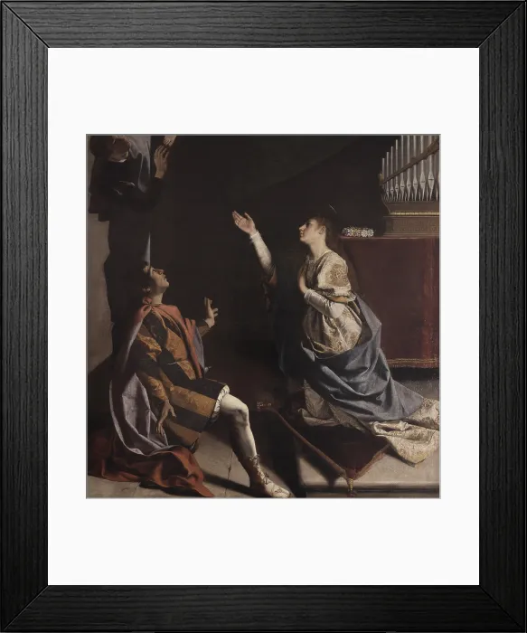 Framed Print : The holy martyrs Cecilia, Valerian and Tiburcio visited by the Angel, by Orazio Gentileschi, 1620, 17th Century, 1620, 17th Century, oil on canvas - Italy, Lombardy, Milan