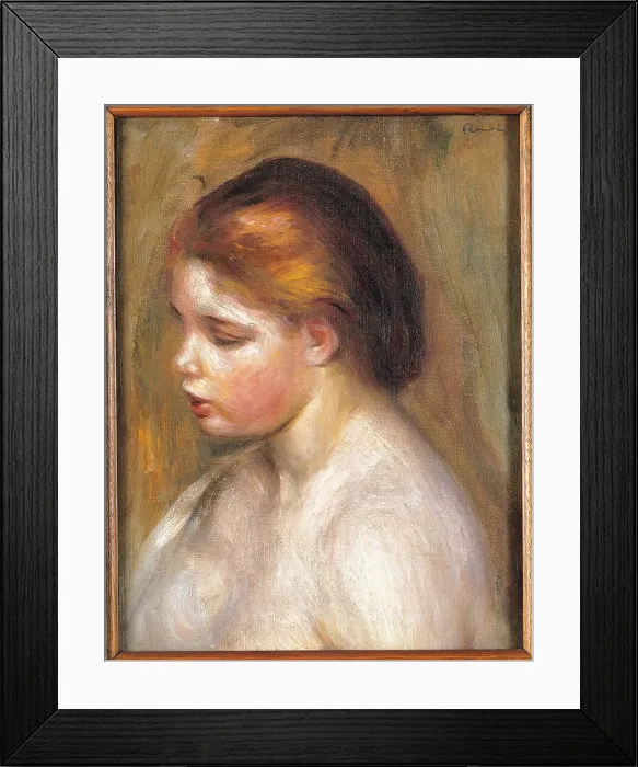 Framed Print : Bust of a Nude Young Girl, by Pierre-Auguste Renoir, 1886 about, 19th Century, oil on canvas, cm 35 x 27 - France, Ile de France, Paris, Muse dOrsay, RF1937-61. All