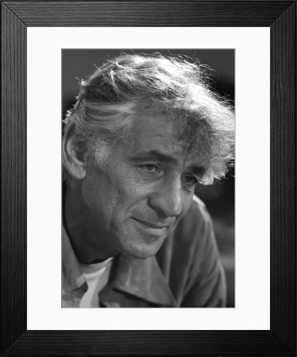 Framed Print : Leonard Bernstein listening to his Mass during a rehearsal, Sept. 1, 1971. Commissioned by Jacqueline Kennedy, it premiered on Sept
