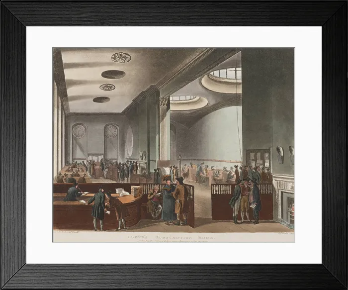 Framed Print : Lloyd's Subscription Room where the majority of insurance subscriptions were for British shipping much of it involved in the slave trade