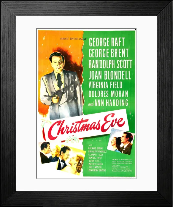 Framed Print : CHRISTMAS EVE, US poster, George Raft, bottom from left: George Brent, Joan Blondell, George Raft, Virginia Field, bottom far right: Randolph Scott, 1947 Framed Print : CHRISTMAS EVE, US poster, George Raft, bottom from left: George Brent, Joan Blondell, George Raft, Virginia Field, bottom far right: Randolph Scott, 1947