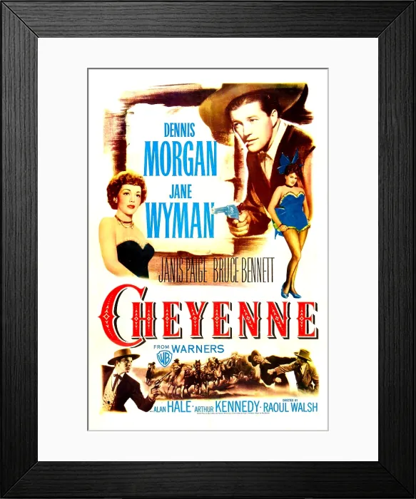 Framed Print : CHEYENNE, US poster, middle left: Jane Wyman, top right: Dennis Morgan, middle right: Janis Paige, bottom left: Bruce Bennett, 1947