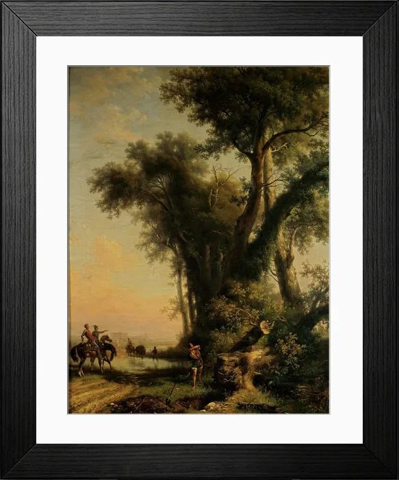 Framed Print : D'Azeglio Massimo, Muzio Attendolo Sforza in the act of throwing his hoe into a tree to decide whether he should become a soldier, 1843, 19th Century, oil on canvas, Italy