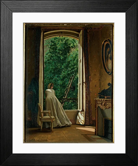 Framed Print : D'Ancona Vito, Window overlooking the Apple Orchard, 1873, 19th Century, oil on canvas, Italy, Tuscany, Florence
