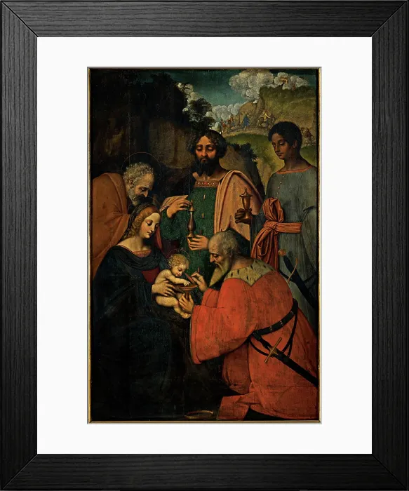 Framed Print : Marco d'Oggiono, Giovanni Agostino da Lodi known as Pseudo Boccaccino, The Adoration of the Magi, 1515 - 1520, 16th Century, oil on poplar panel, Italy, Lombardy, Milan