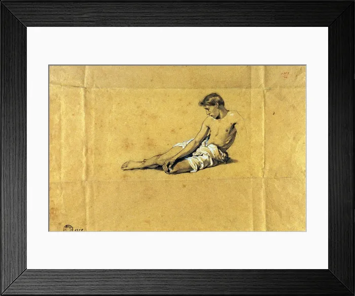 Framed Print : Busi Luigi, Study of a half-naked man sitting and turning to his left, 1860 - 1870, 19th Century, black pencil, white chalk on paper, Italy, Emilia Romagna, Bologna Framed Print : Busi Luigi, Study of a half-naked man sitting and turning to his left, 1860 - 1870, 19th Century, black pencil, white chalk on paper, Italy, Emilia Romagna, Bologna