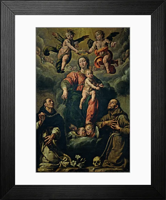 Framed Print : d'Enrico (Errico) Antonio know as Tanzio da Varallo, The Madonna and Child Worshipped by St Dominic and St Francis, 1623, 17th Century, oil on canvas, Italy, Piemonte Framed Print : d'Enrico (Errico) Antonio know as Tanzio da Varallo, The Madonna and Child Worshipped by St Dominic and St Francis, 1623, 17th Century, oil on canvas, Italy, Piemonte