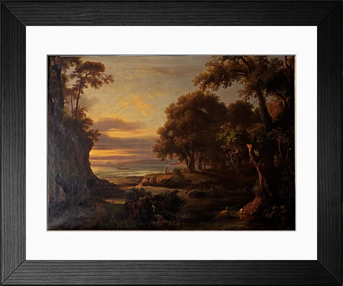Framed Print : D'Azeglio Massimo, Beach at Sunset, 19th Century, oil on canvas, Italy, Lombardy, Milan, Brera Fine Art Academy