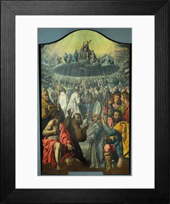 Framed Print : d'Enrico (Errico) Antonio know as Tanzio da Varallo, Saints Adoring the Trinity, 1630, 17th Century, oil on canvas, Italy, Piemonte, Fontaneto d'Agogna, Novara