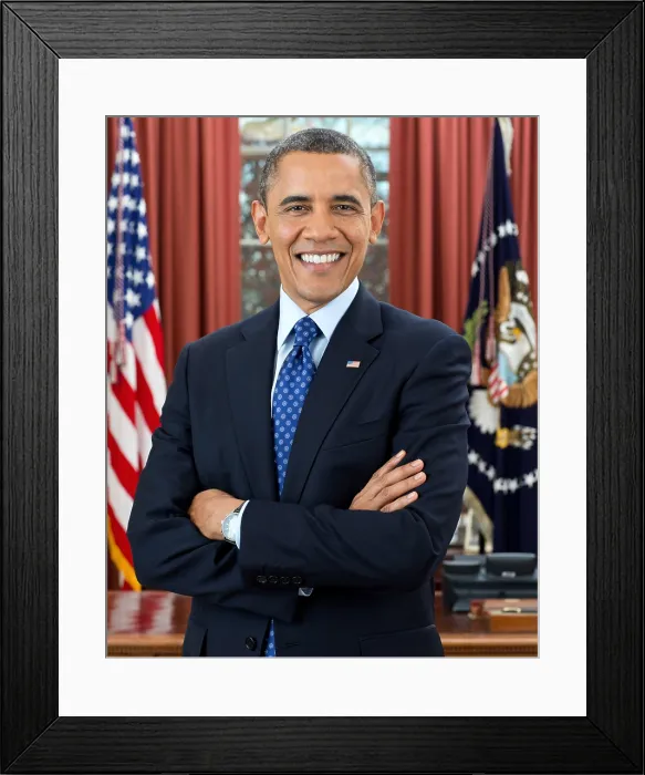 Framed Print : President Barack Obama's Official second term portrait. White House, Oval Office, Dec. 6, 2012. (BSLOC_2015_3_1) Framed Print : President Barack Obama's Official second term portrait. White House, Oval Office, Dec. 6, 2012. (BSLOC_2015_3_1)