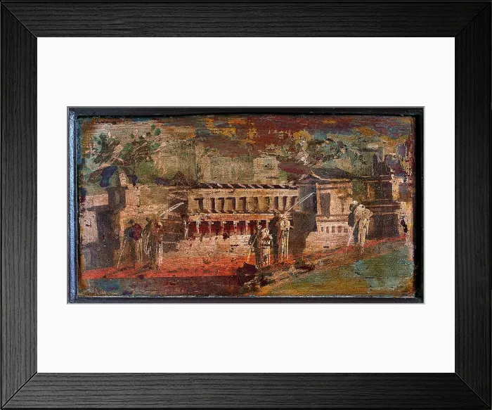 Framed Print : River Landscape, by unknown artist, 45-79, 1st Century A.D. ripped fresco, 21 x 40 cm - Italy, Campania, Naples, National Archaeological Museum, Room LXXIV, inv. 9395