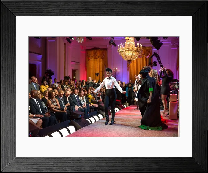 Framed Print : Janelle Monae on stage during Women of Soul: In Performance at the White House Framed Print : Janelle Monae on stage during Women of Soul: In Performance at the White House